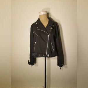 Kittenish Brand Black Denim Distressed Motorcycle Jacket Size XS-XL